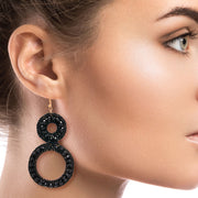 Black Woven Glass Bead Earrings