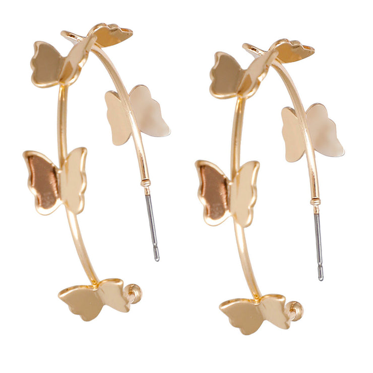 Gold Butterfly Open Hoops