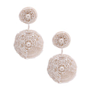 Cream Embroidered Bead Earrings