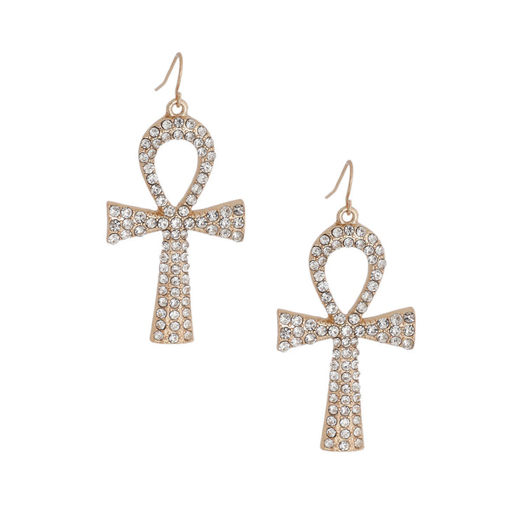 Gold Egyptian Cross Earrings