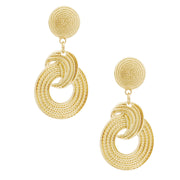 Gold Patterned Circle Earrings