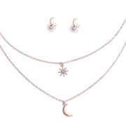 Silver 2 Layer Chain Moon Necklace