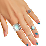 Silver Boho MIdi Ring Set