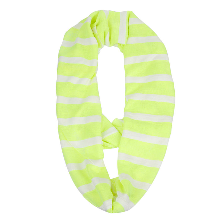 Neon Yellow Striped Infinity Scarf