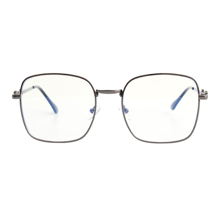 Hematite Blue Light Square Glasses