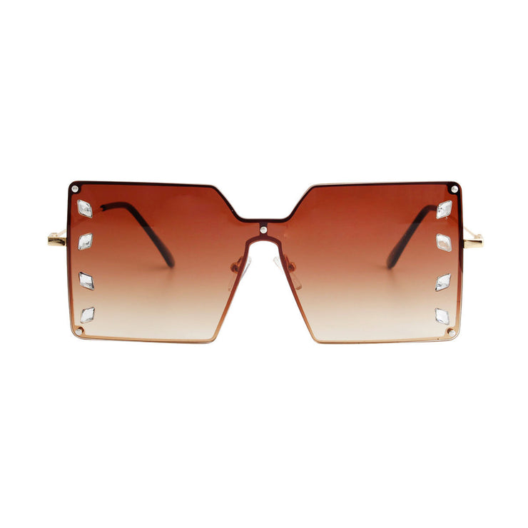 Brown Square Stone Sunglasses