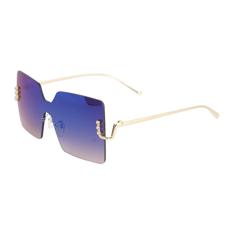 Blue One Piece Square Sunglasses