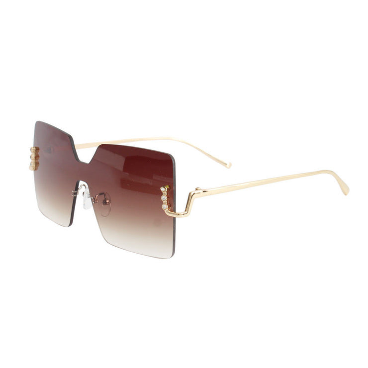 Brown One Piece Square Sunglasses