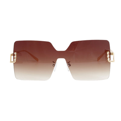 Brown One Piece Square Sunglasses