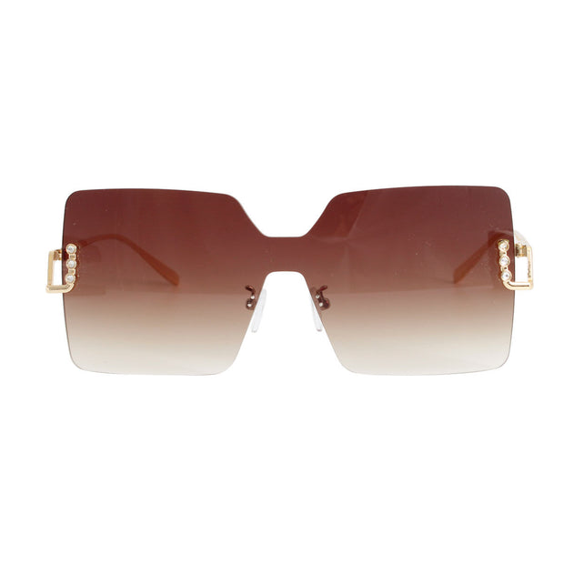 Brown One Piece Square Sunglasses