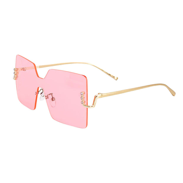 Pink One Piece Square Sunglasses