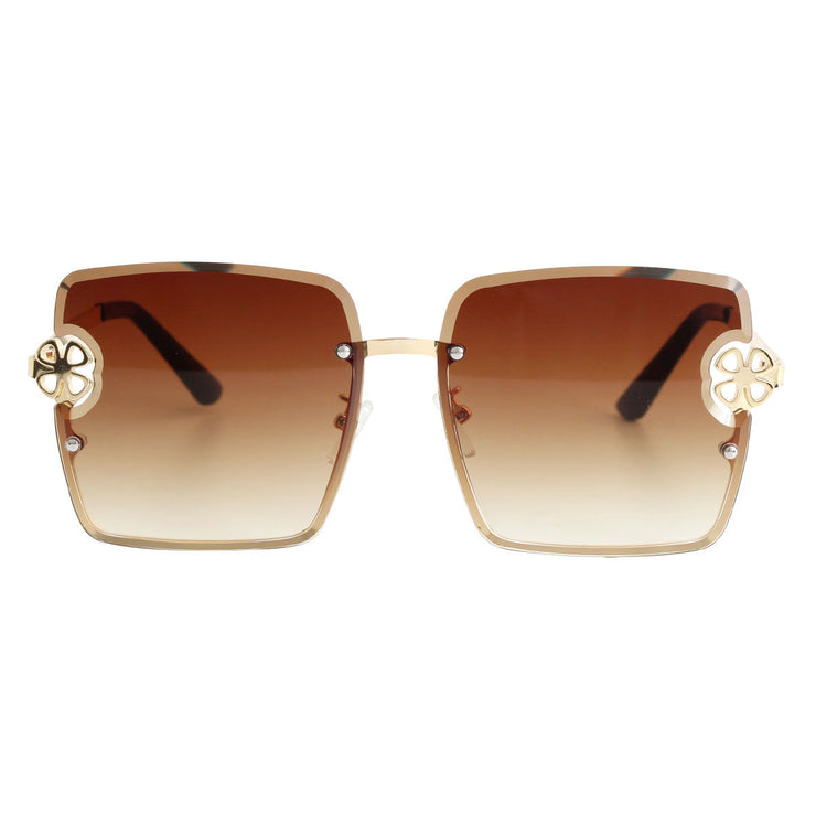 Brown Square Clover Sunglasses