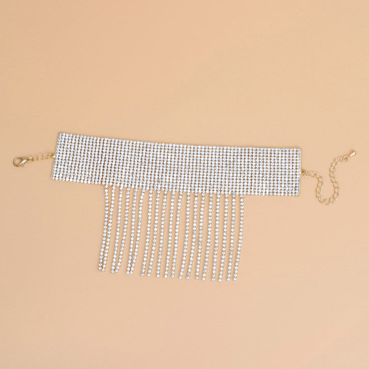 Anklet Gold Rhinestone 16 Line Fringe for Women