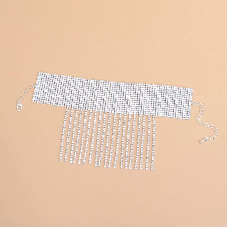 Anklet Silver Rhinestone 16 Line Fringe for Women