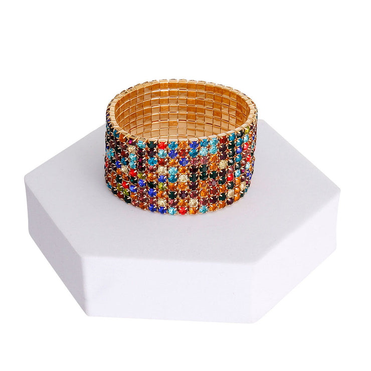 Multi Color 9 Row Rhinestone Bracelet