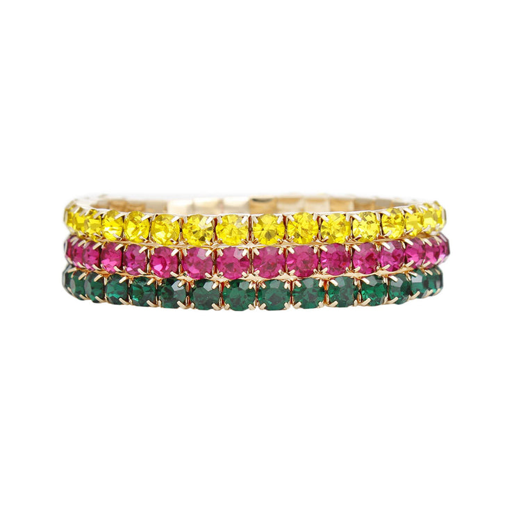 Bracelets Multicolor 5mm Rhinestone 3 Strand Women