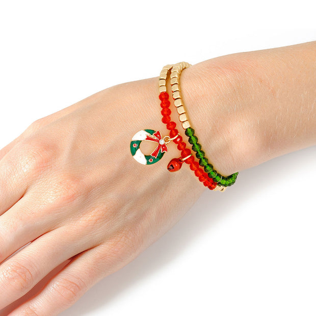 2 Pcs Xmas Wreath Bracelet