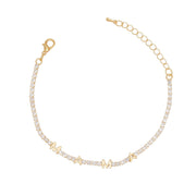 Tennis Bracelet Gold CZ Rhinestone MAMA for Women