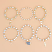 Bracelet White Pearl Gold Bead Animal Charm Set