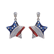 American Flag Star Metal Earrings