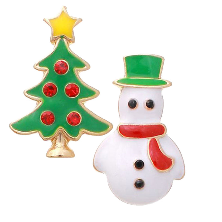 Whimsical Winter Fun: Tree and Snowman Mismatched Studs