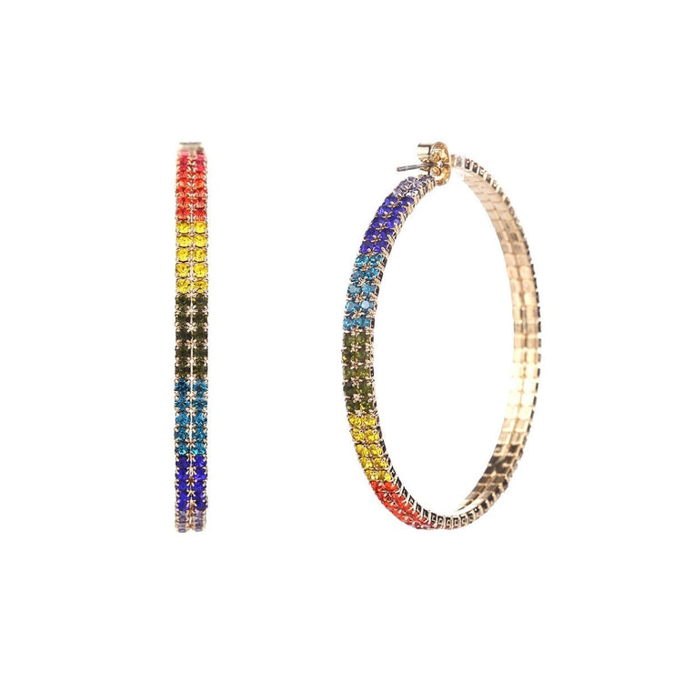 Rainbow 50mm Memory Wire Hoops