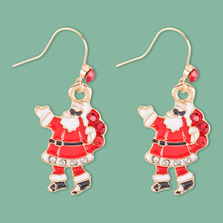 Spread Cheer with Red Santa Claus Fish Hook Earrings