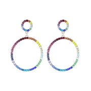 Rainbow Gold Double Circle Earrings