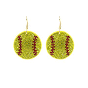 Yellow Softball Padded Earrings