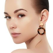 Brown Leopard Fur Ring Earrings