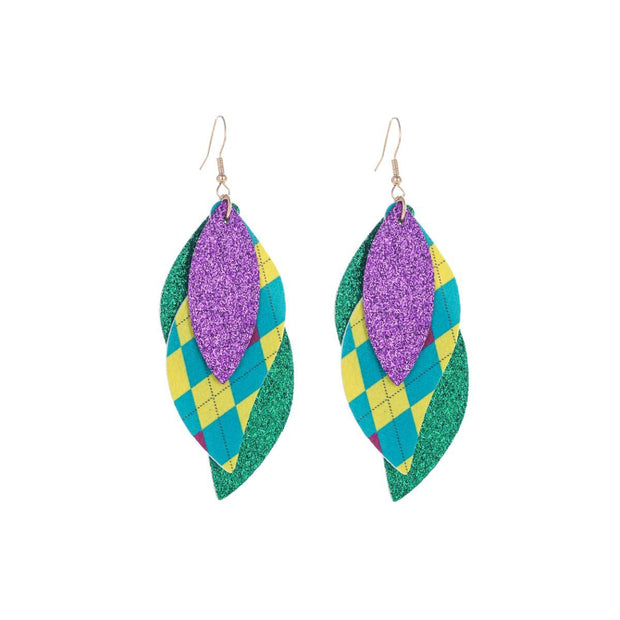 Mardi Gras Plaid Earrings