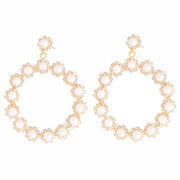 45mm Pearl Gold Round Earrings