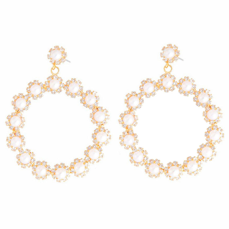 45mm Pearl Gold Round Earrings