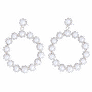 45mm Pearl Silver Round Earrings