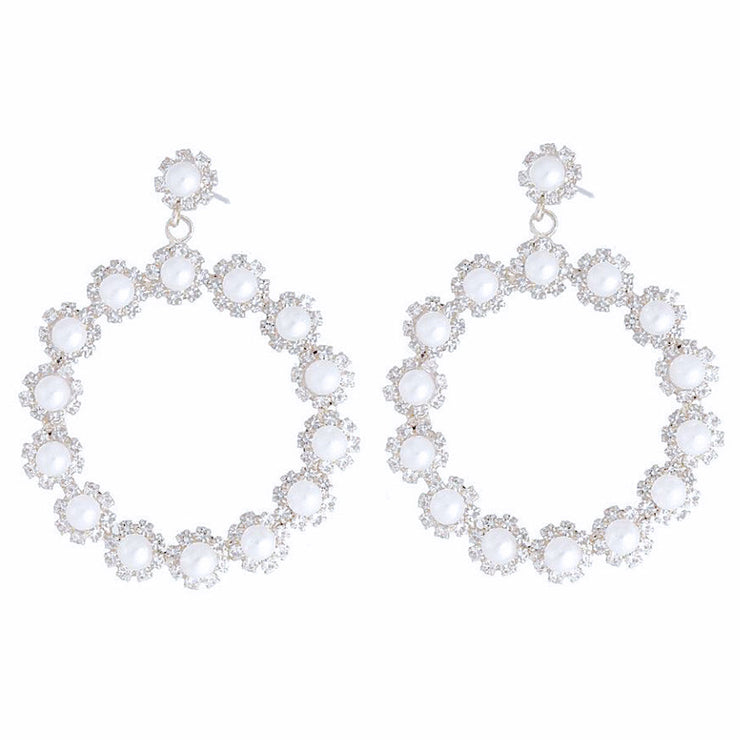 45mm Pearl Silver Round Earrings