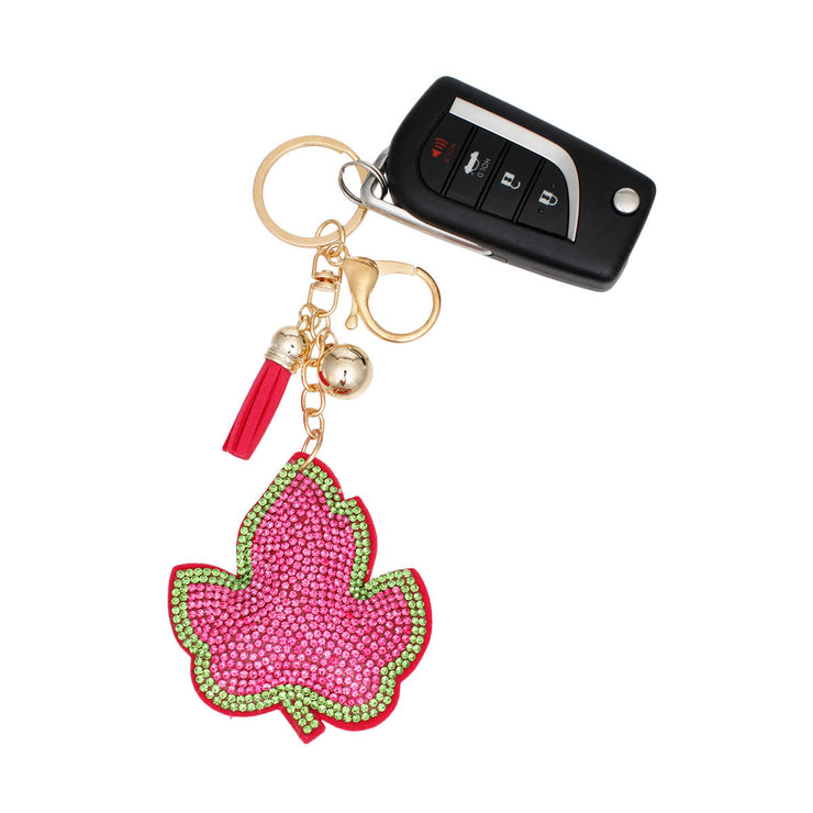 Keychain AKA Gold Pink Green Ivy Leaf for Women