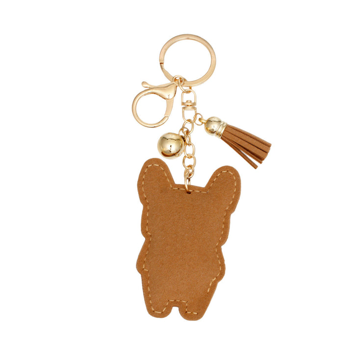 Keychain Gold Brown Bulldog Charm for Women