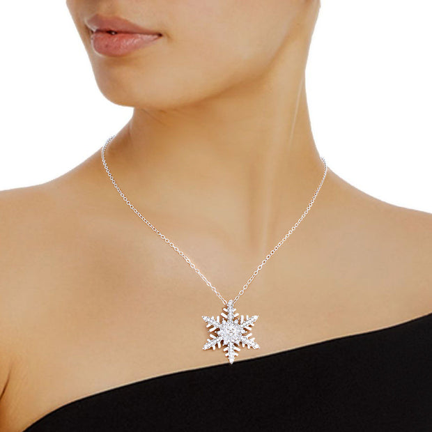 Silver Winter Snowflake Necklace Set