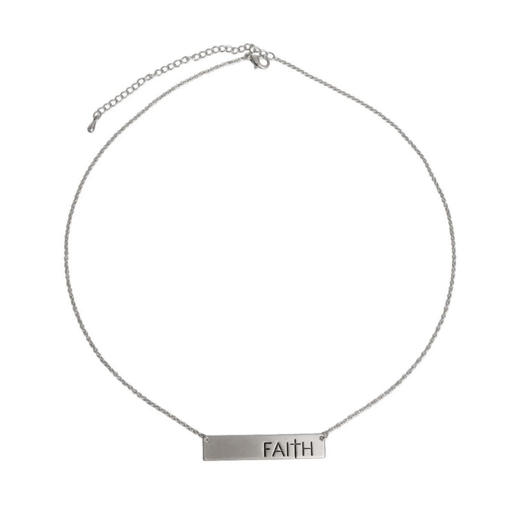 Silver Faith Cross Plate Necklace