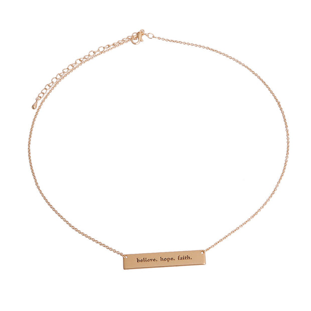 Gold Believe Faith Hope Plate Necklace