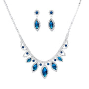 Blue Marquise Crystal Silver Set