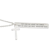 Necklace Burnished Silver Bible Verse Cross Woman