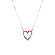 Rainbow Heart Gold Chain Necklace