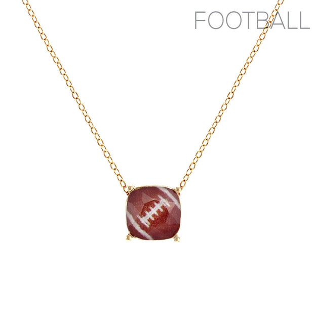 Gold Football Cushion Cut Necklace