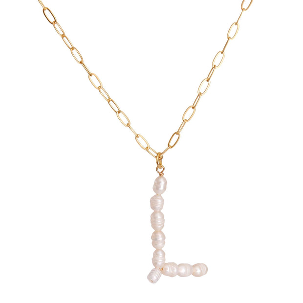 L Freshwater Pearl Initial Necklace