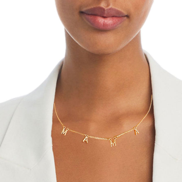 Gold MAMA Station Necklace