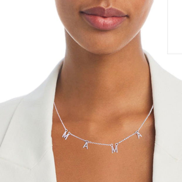 Silver MAMA Station Necklace