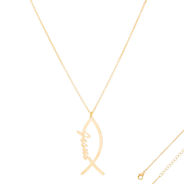 Necklace Jesus Fish Pendant Gold Chain for Women