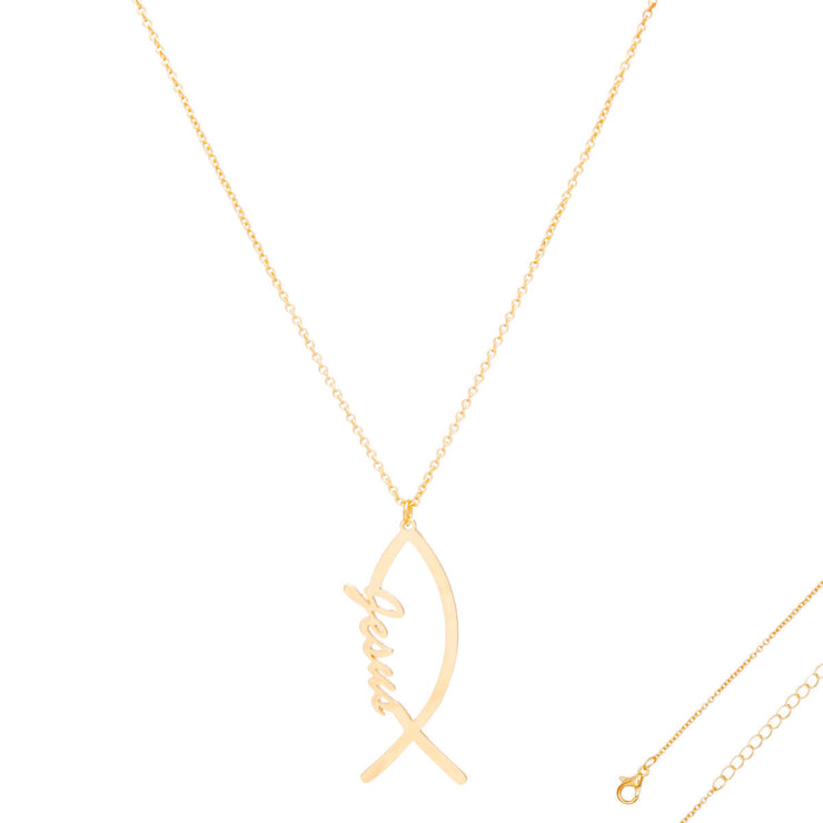 Necklace Jesus Fish Pendant Gold Chain for Women