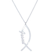 Necklace Jesus Fish Pendant Silver Chain for Women